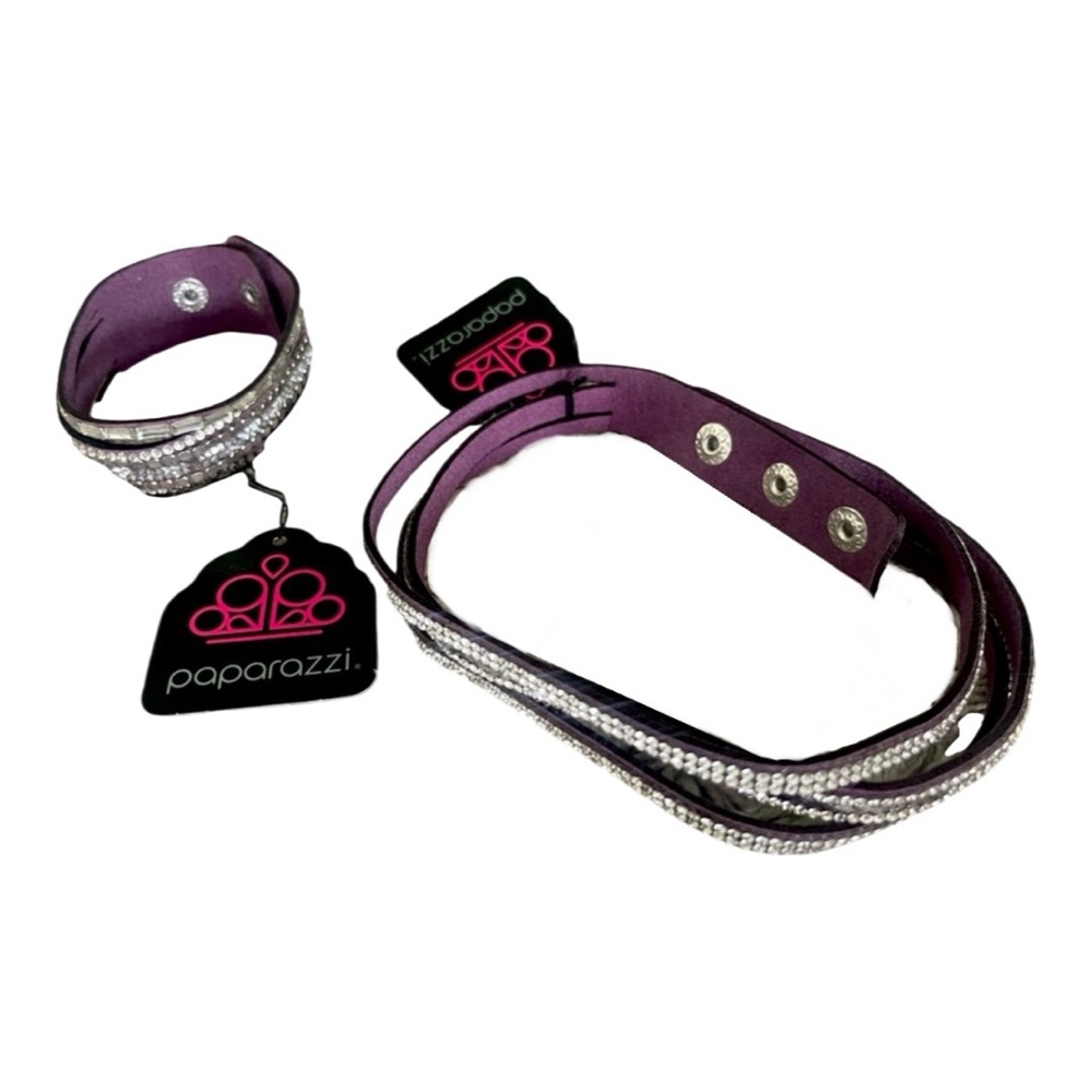 Paparazzi Crystal Rhinestone Purple Choker and Bracelet 2pc Set NWT